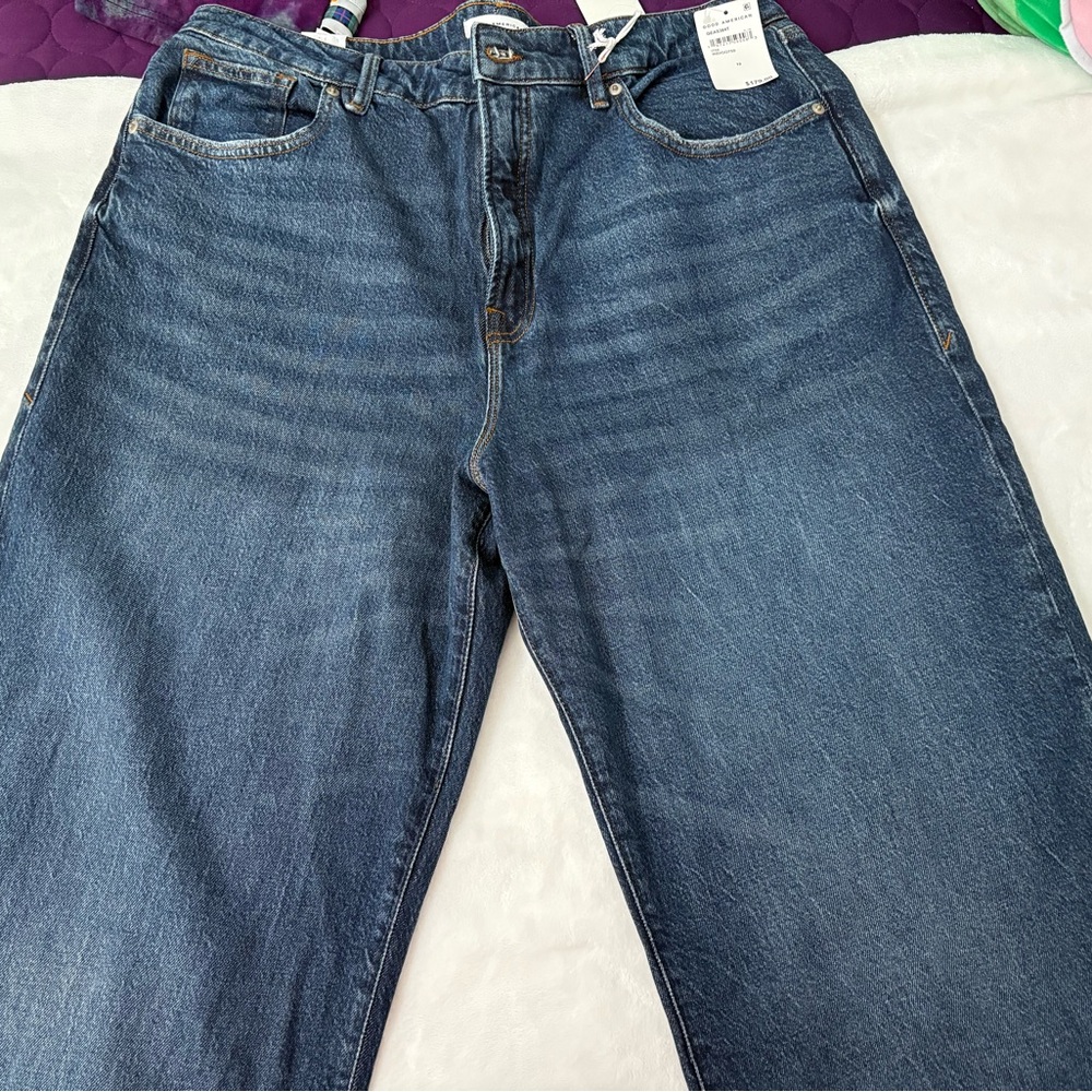 Good American Blue Boyfriend Jeans NWT